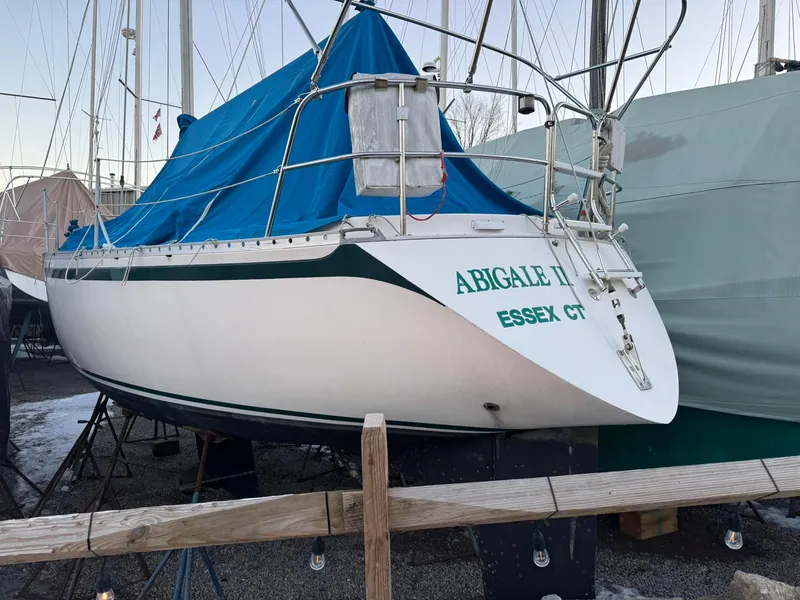 Slide: The Image of 1984 Canadian Sailcraft 36 sailboat, named "Abigale II," docked in Essex, CT. - 6