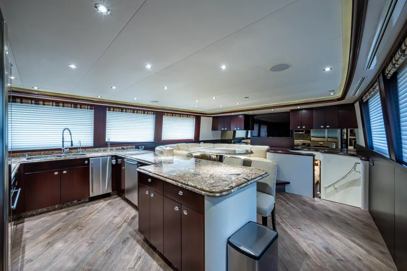 Slide: The Image of Luxurious kitchen interior of 2002 Westport 112 yacht with modern appliances and elegant design. - 22
