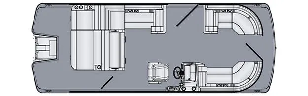 Slide: The Image of Floor plan of 2025 Harris Cruiser 210 SL pontoon boat, showcasing seating and helm layout. - 7
