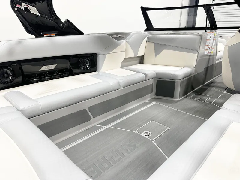 Slide: The Image of Luxurious interior of 2025 Supreme S240 boat with sleek seating and modern design. - 8