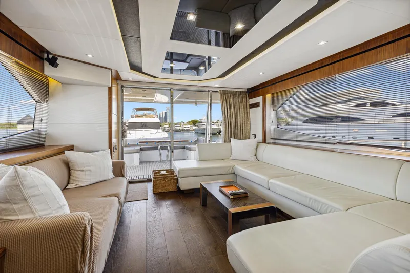 Slide: The Image of Luxurious interior of 2014 Sunseeker Manhattan 73 yacht with elegant seating and modern design. - 14