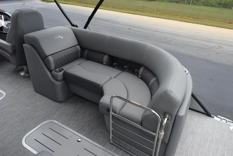 Slide: The Image of 2023 Bennington 23 LTFB boat with luxurious gray seating and sleek design. - 8