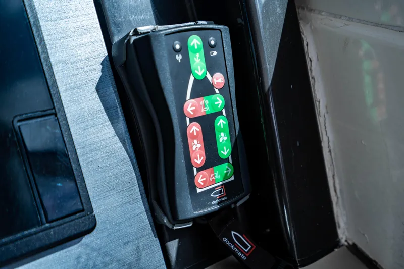 Slide: The Image of 2005 Sea Ray 48 Sundancer yacht cruising under a blue sky with clouds. - 15