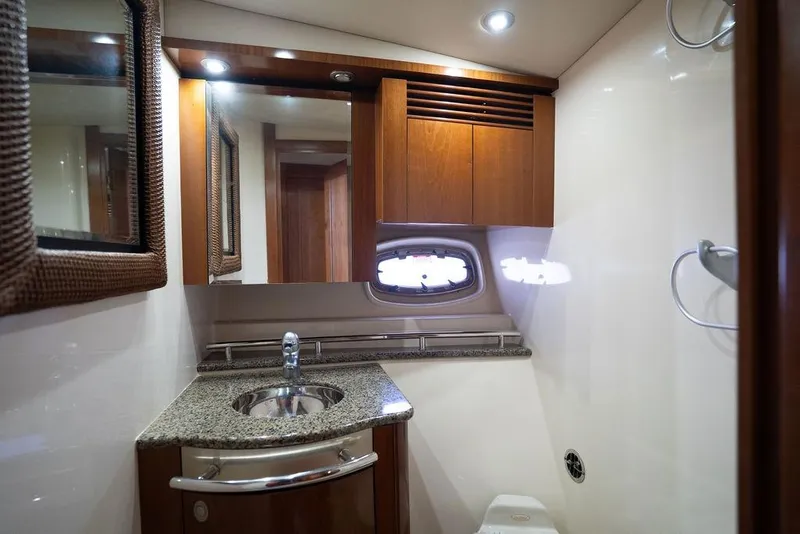 Slide: The Image of Luxurious bathroom interior of 2005 Sea Ray 48 Sundancer yacht with modern fixtures. - 28