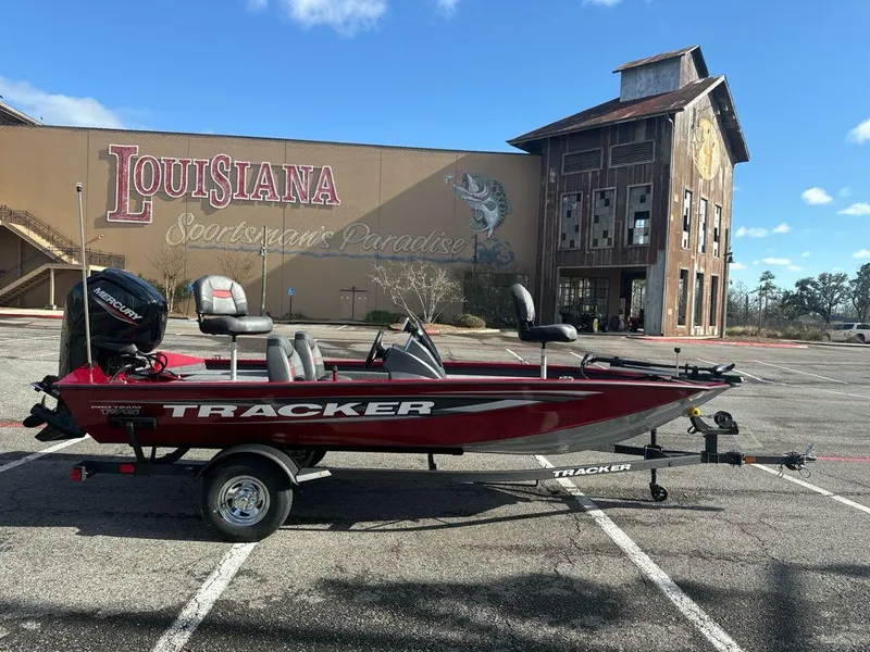 Slide: The Image of 2025 Tracker Pro Team 175 boat parked at Louisiana Sportsman's Paradise. - 2