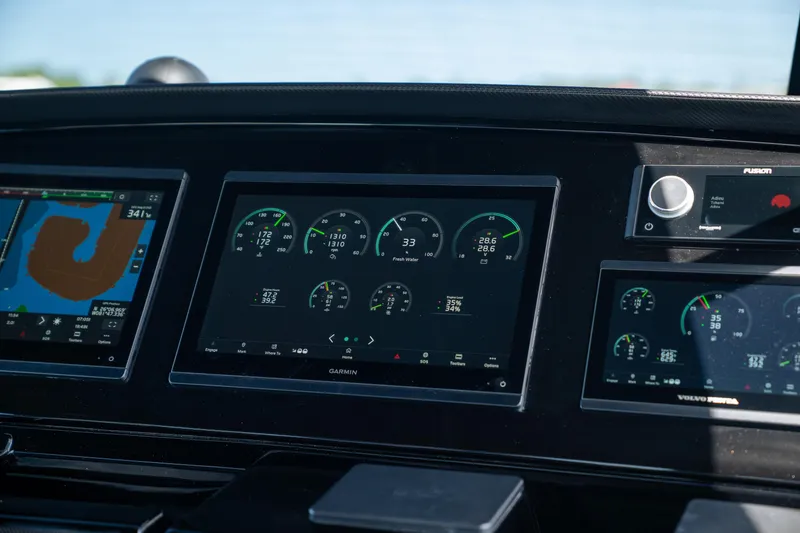 Slide: The Image of Dashboard of 2025 Pardo Yachts P50 with digital navigation and control displays. - 37