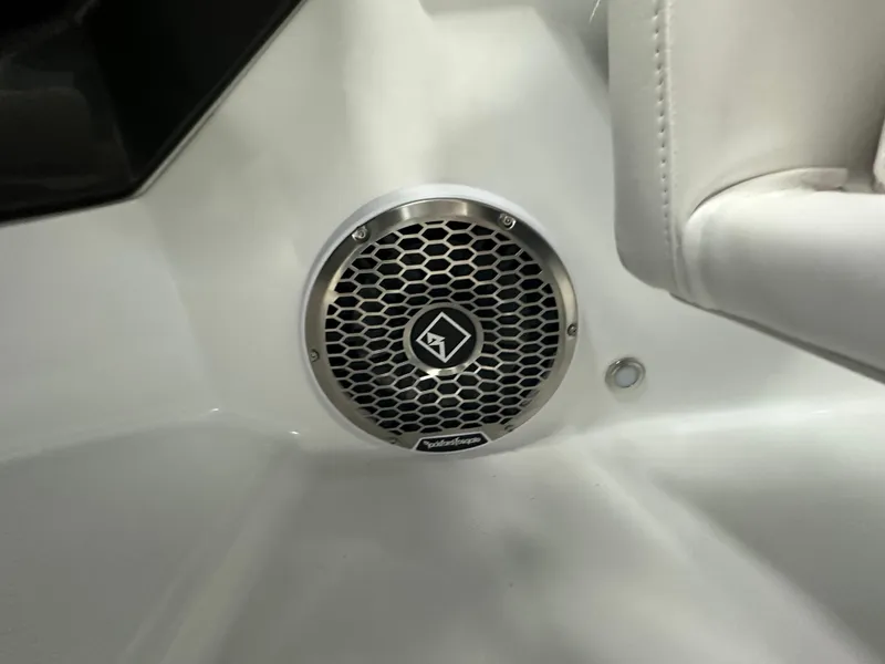 Slide: The Image of Interior of 2025 Monterey M45 boat with modern steering and seating. - 46