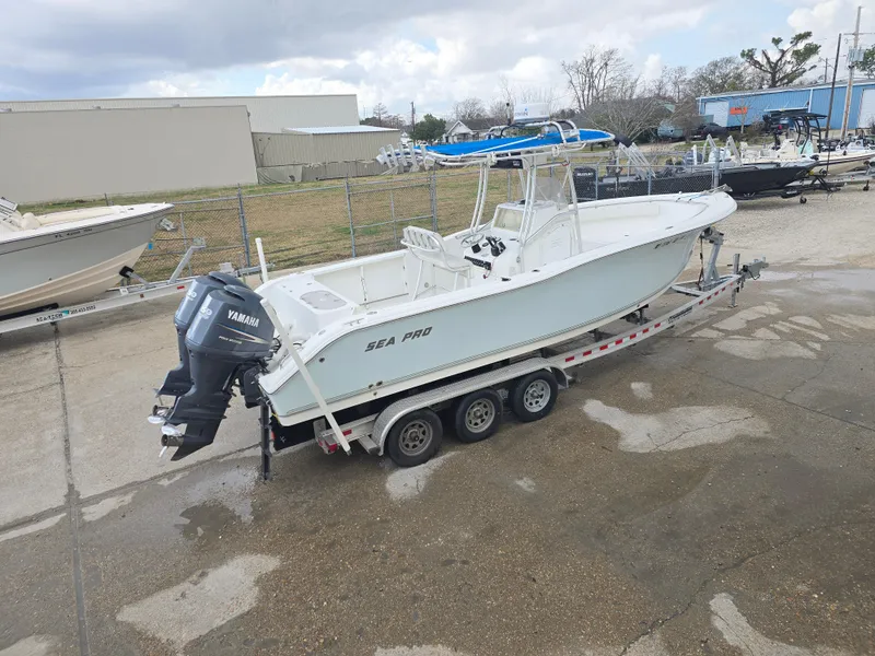 Slide: The Image of 2005 Sea Pro 270 Center Console boat on trailer with Yamaha outboard motor. - 14