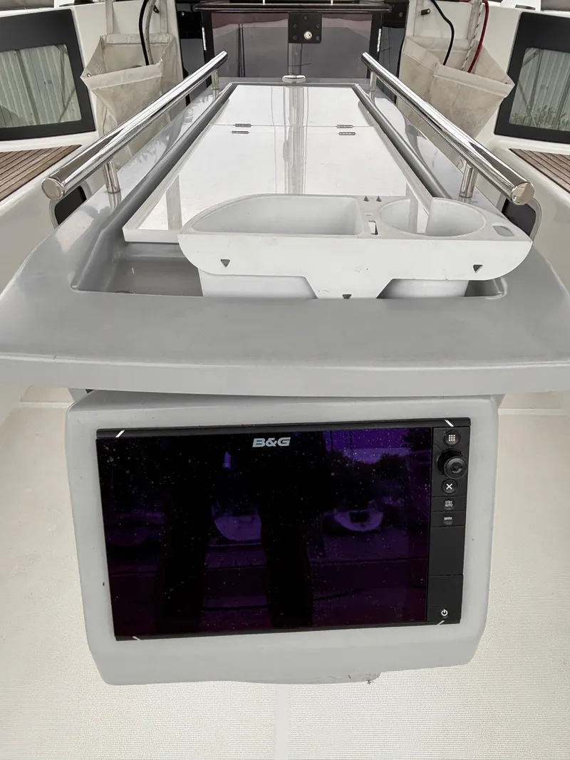 Slide: The Image of Cockpit of 2018 Beneteau Oceanis 45 with B&G navigation display. - 48