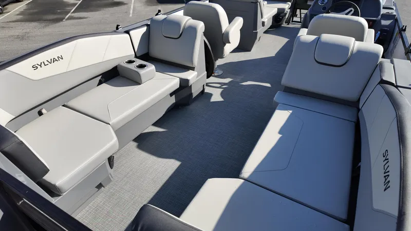 Slide: The Image of 2025 Sylvan A-22 LZ DH boat interior with spacious seating and modern design. - 4