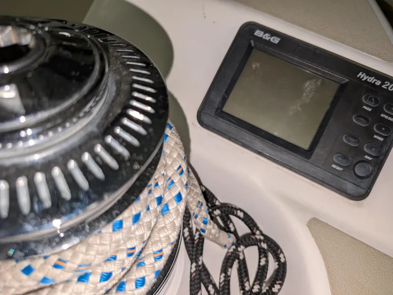 Slide: The Image of Close-up of a winch and B&G Hydra 2000 display on a 2001 J Boats J/46. - 36