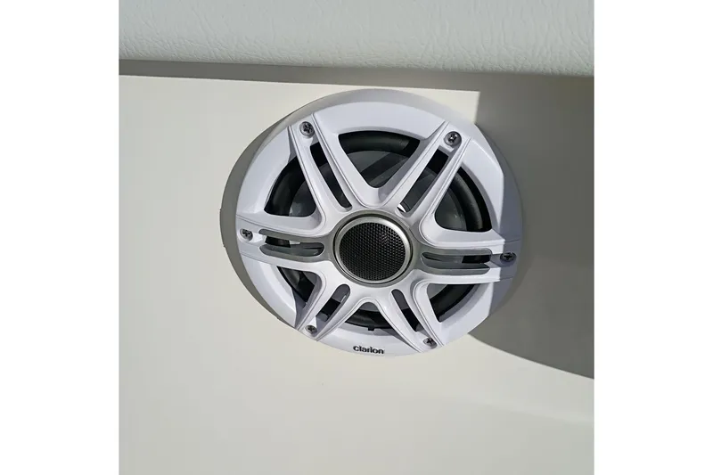 Slide: The Image of Clarion speaker on Bulls Bay 255 Center Console boat, 2026 model. - 47