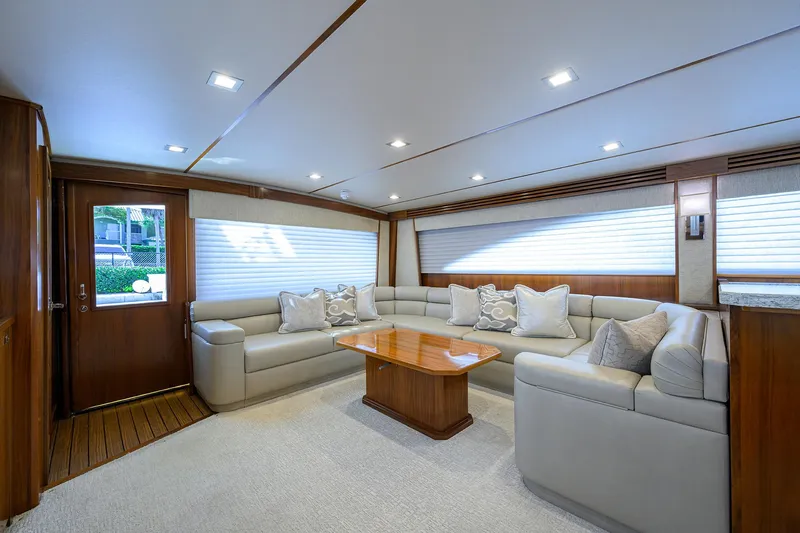 Slide: The Image of Viking 80 LAMPLIGHTER -  Salon Entrance & Seating  - 6