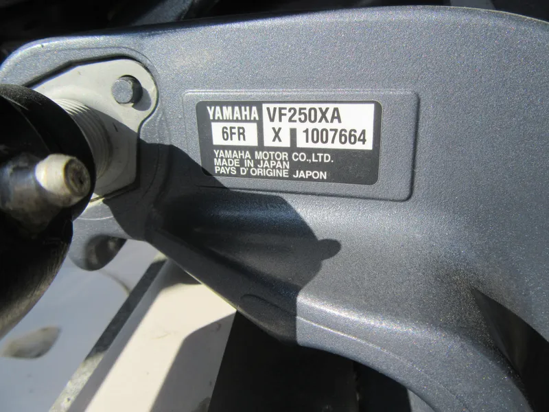 Slide: The Image of Yamaha VF250XA engine label on 2020 Robalo R230 Center Console boat. - 7