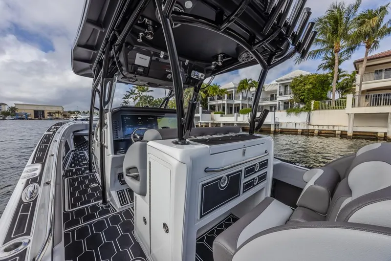 Slide: The Image of 2024 Nor-Tech 392 Super Fish boat interior with sleek design and modern amenities. - 31