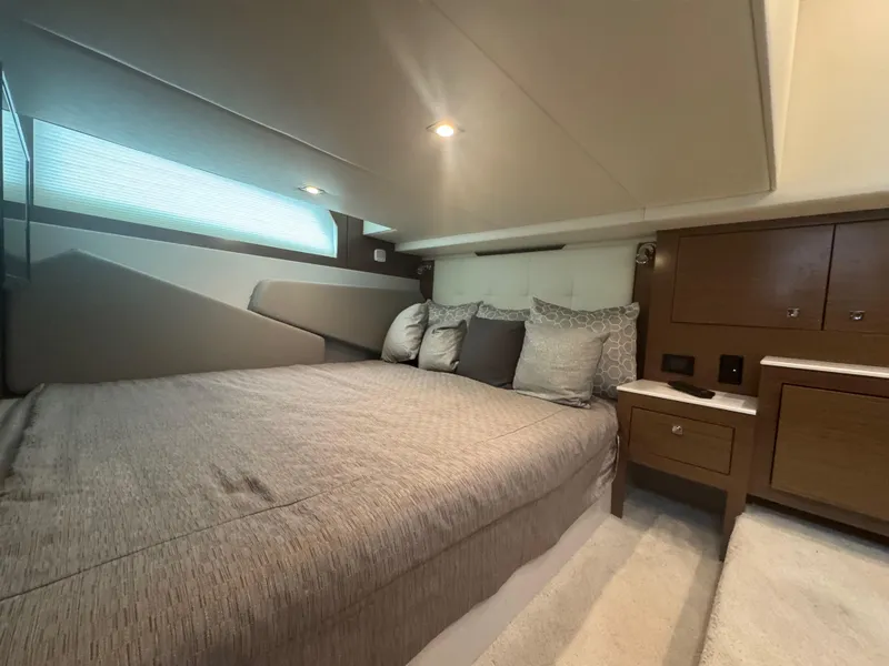 Slide: The Image of Luxurious bedroom interior of 2020 Cruisers Yachts 39 Express Coupe with modern design. - 41