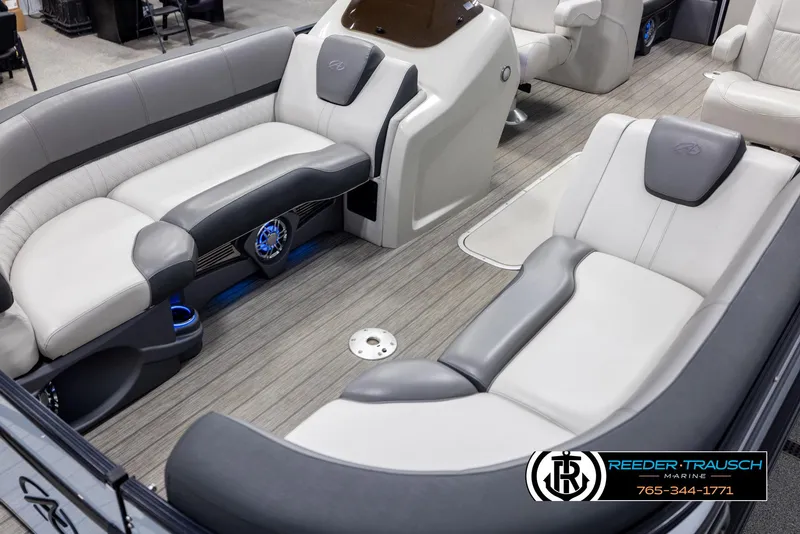 Slide: The Image of 2021 Avalon Catalina QL boat interior with luxurious seating and modern design. - 10