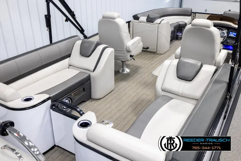 Slide: The Image of 2021 Avalon Catalina QL pontoon boat interior with luxurious seating and modern design. - 12