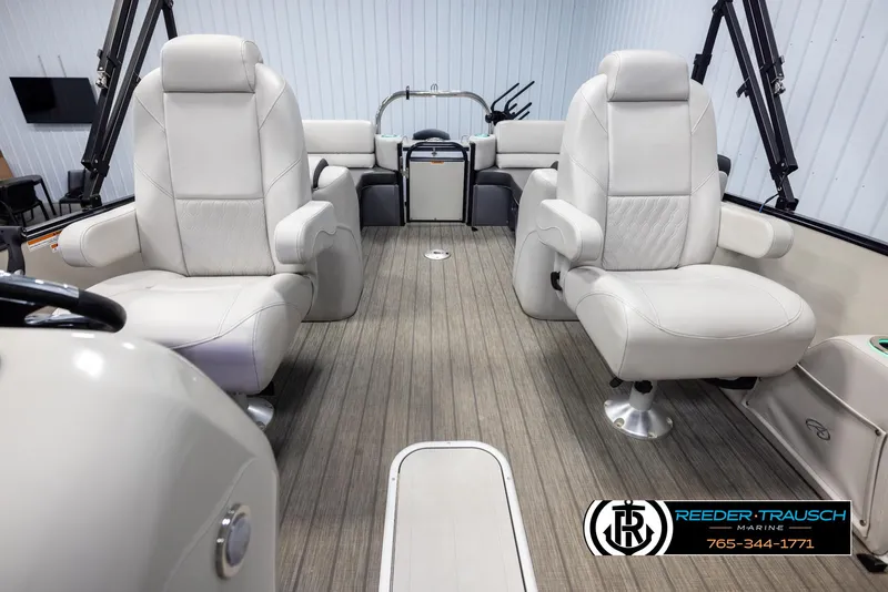 Slide: The Image of 2021 Avalon Catalina QL boat interior with plush seating and modern design. - 14