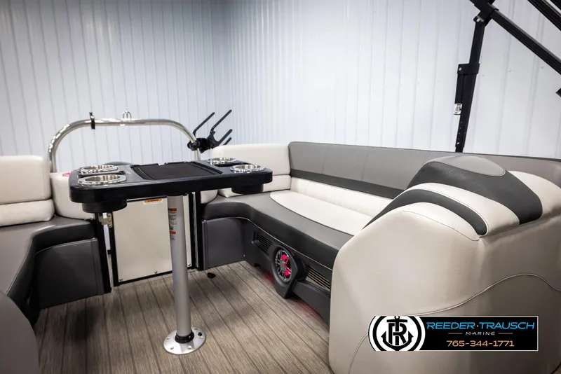Slide: The Image of Interior of 2021 Avalon Catalina QL pontoon boat with seating and table. - 24