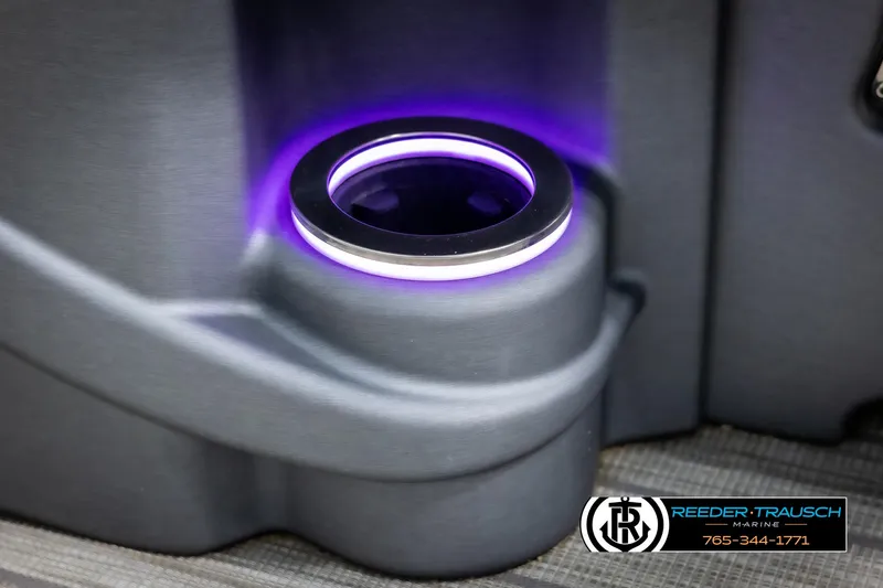 Slide: The Image of LED-lit cup holder in 2021 Avalon Catalina QL boat interior. - 38