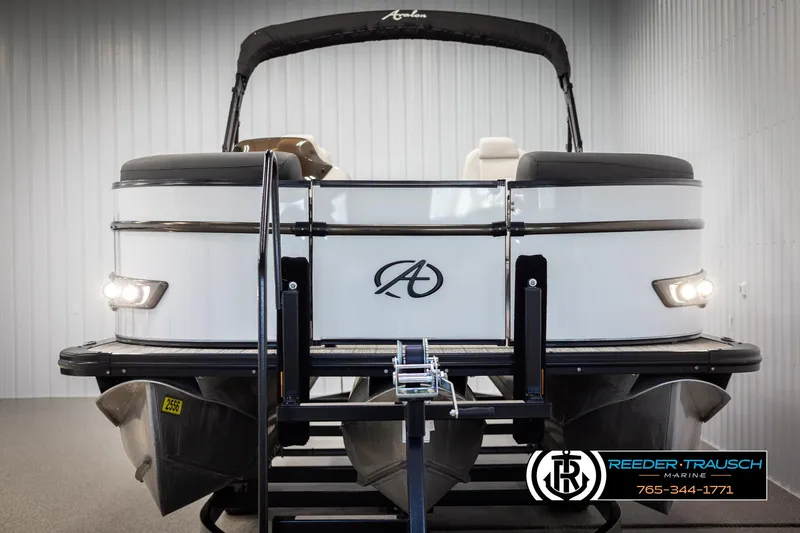 Slide: The Image of 2021 Avalon Catalina QL pontoon boat on display in showroom. - 8