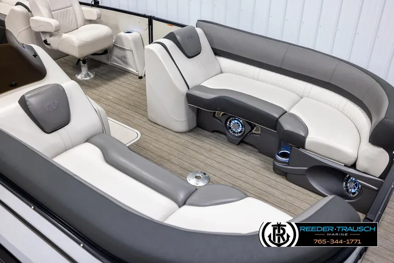 Slide: The Image of Luxurious 2021 Avalon Catalina QL boat interior with plush seating and modern design. - 9