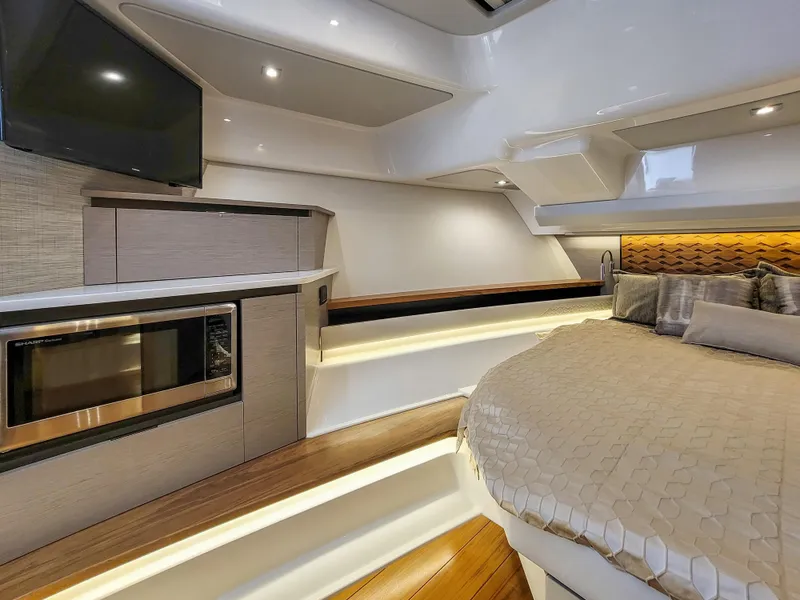 Slide: The Image of Luxurious interior of 2022 Tiara Yachts 48 LS with modern amenities and elegant design. - 24