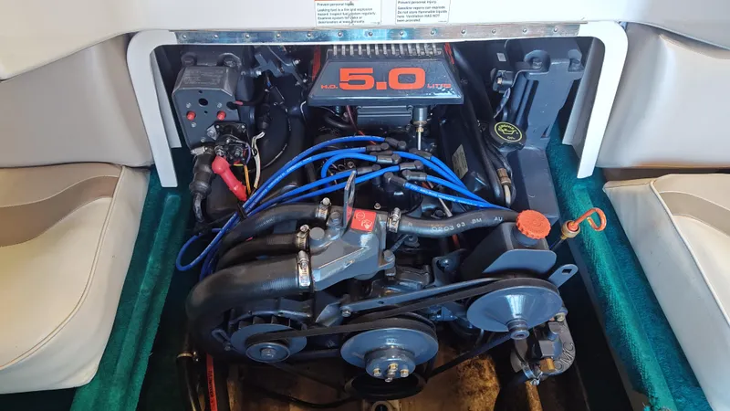 Slide: The Image of Engine compartment of a 1994 Chris-Craft 197 boat with 5.0 liter V8 engine. - 6