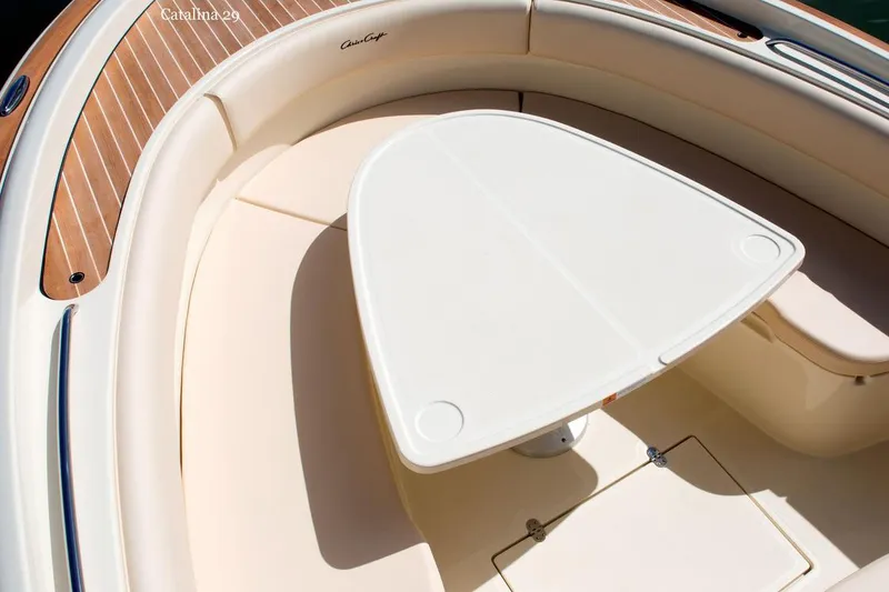 Slide: The Image of 2015 Chris-Craft Catalina 29 boat docked with dual 300 horsepower engines. - 2