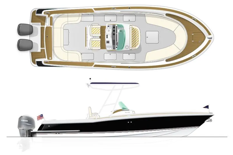 Slide: The Image of Interior of 2015 Chris-Craft Catalina 29 boat with control panel and storage compartments. - 6