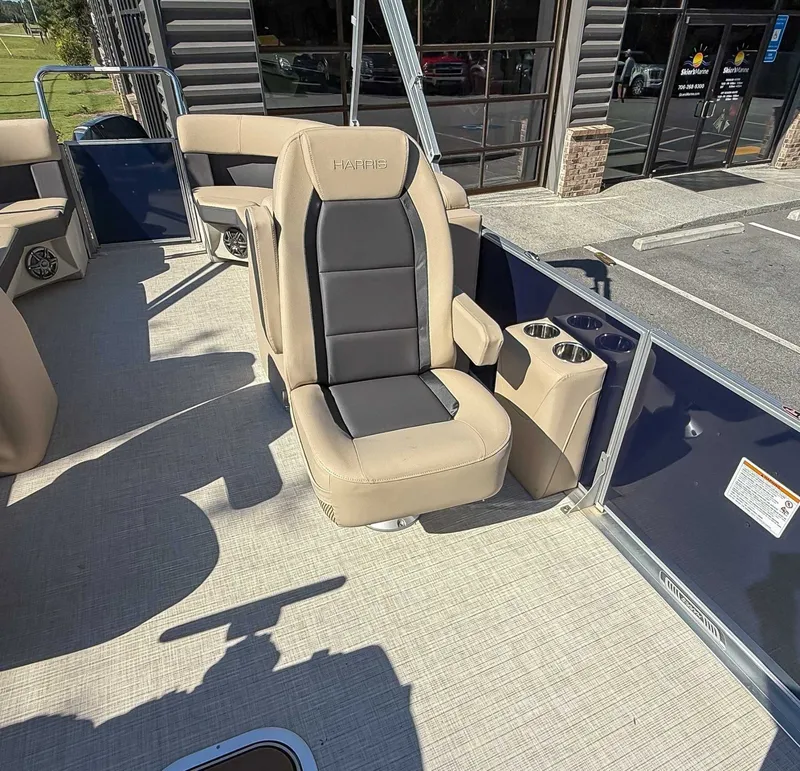 Slide: The Image of Luxurious seating on Harris Cruiser 250 CWDH 2025 pontoon boat. - 12