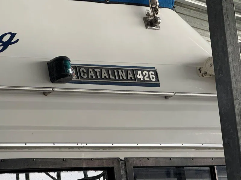 Slide: The Image of 1988 Chris-Craft 426 Catalina boat nameplate, featuring model details. - 3