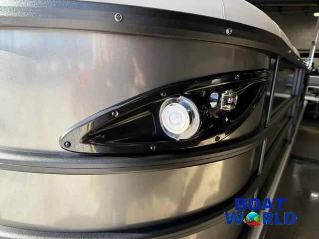 Slide: The Image of 2025 Bentley Pontoons Legacy 223 Navigator Tritoon, close-up of sleek exterior design. - 35