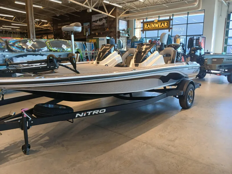 The Image of 2025 Nitro Z18 boat displayed indoors, featuring sleek design and modern features. - 0