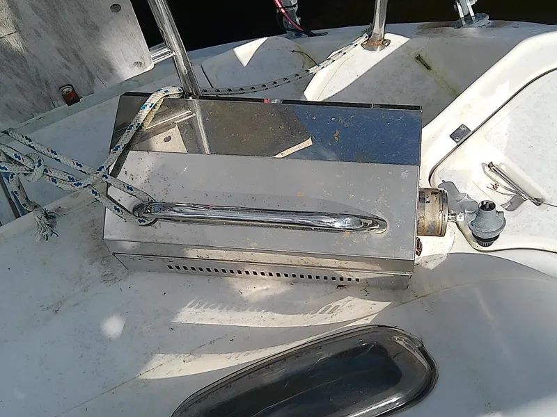 Slide: The Image of Stainless steel grill on 1990 Hunter Passage 42 yacht deck. - 9