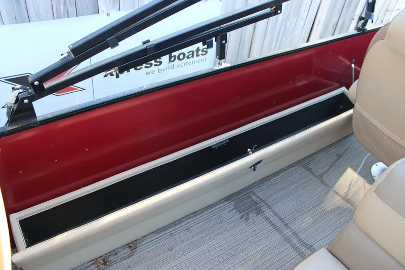 Slide: The Image of 2022 Veranda VR22F2 Luxury boat interior with red and beige seating. - 13