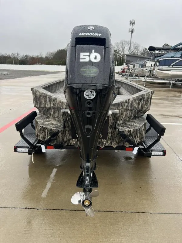 Slide: The Image of 2025 Havoc Boats 1656 VJST with Mercury 50 engine on trailer. - 4