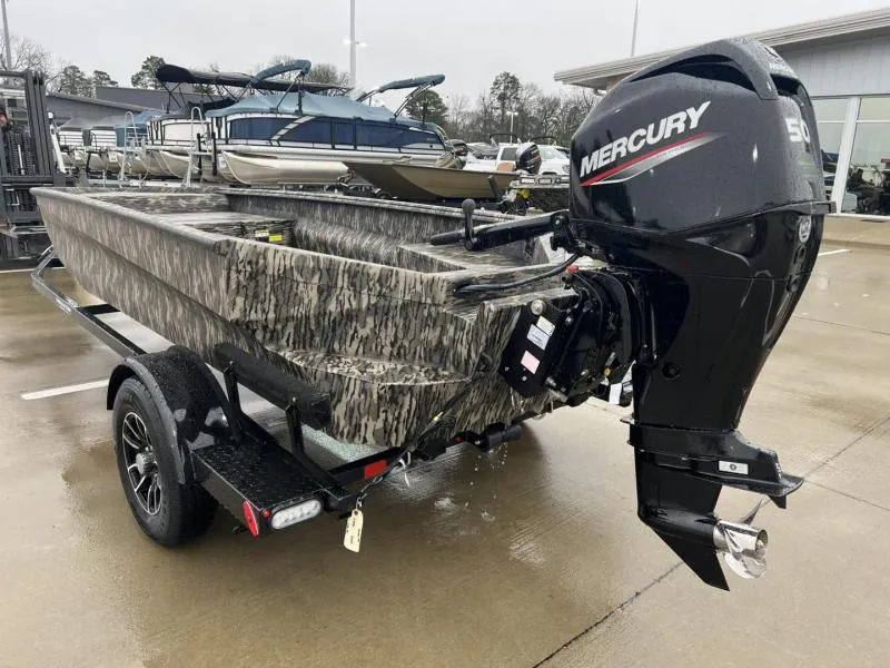 Slide: The Image of 2025 Havoc Boats 1656 VJST with Mercury 50 engine on trailer. - 5