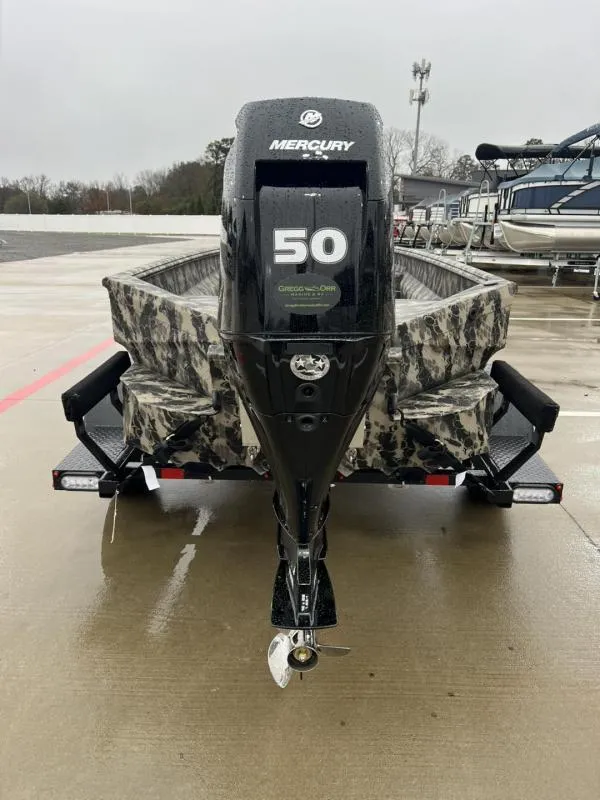 Slide: The Image of 2025 Havoc Boats 1656 VJST with Mercury 50 engine on a trailer. - 4