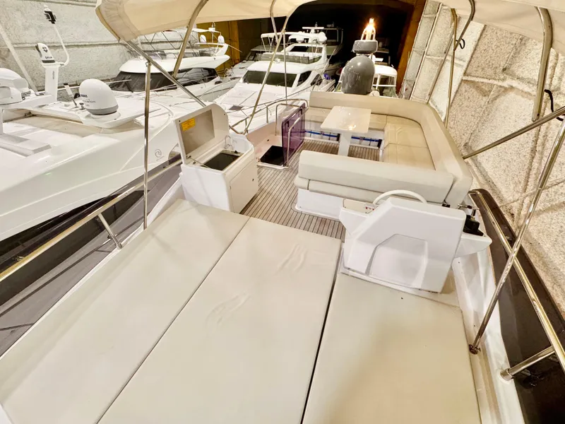 Slide: The Image of 2022 Ferretti Yachts 550 interior with spacious seating and modern design. - 73
