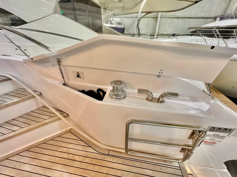 Slide: The Image of Luxury Ferretti Yachts 550, 2022 model, featuring sleek deck design and modern amenities. - 81