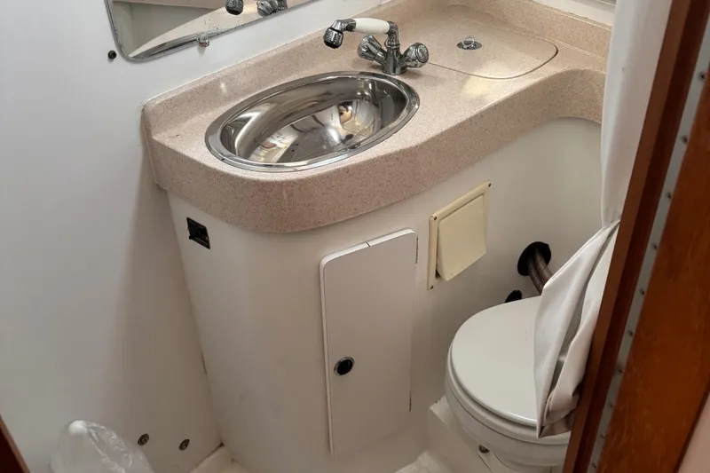 Slide: The Image of 2001 Catalina 42 MK II yacht bathroom with sink and toilet. - 26