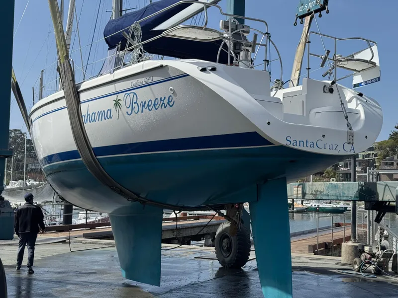 Slide: The Image of Catalina 42 MK II sailboat, 2001 model, named "Bahama Breeze," docked in Santa Cruz, CA. - 32