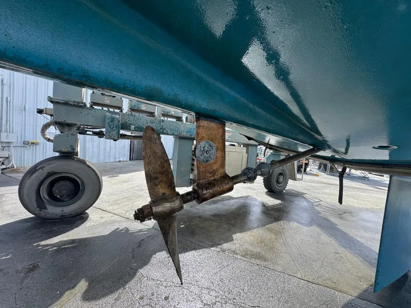 Slide: The Image of Underwater view of 2001 Catalina 42 MK II sailboat propeller and hull. - 33