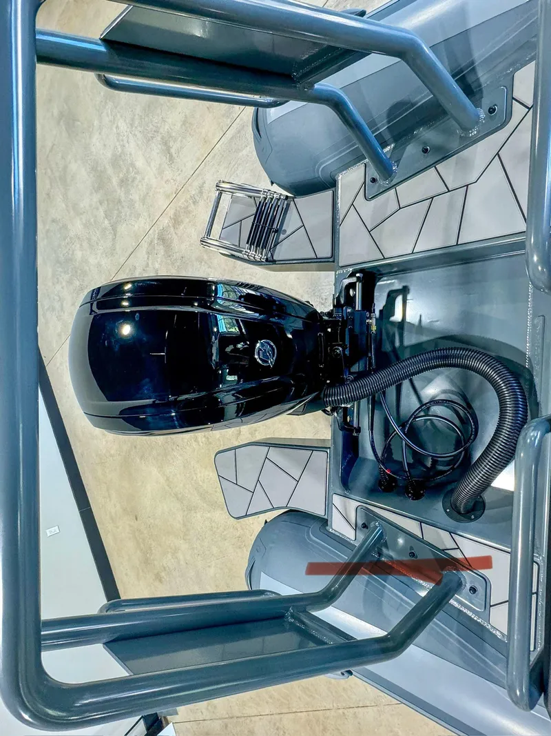 Slide: The Image of 2025 Highfield Sport 560 boat engine and deck view from above. - 15