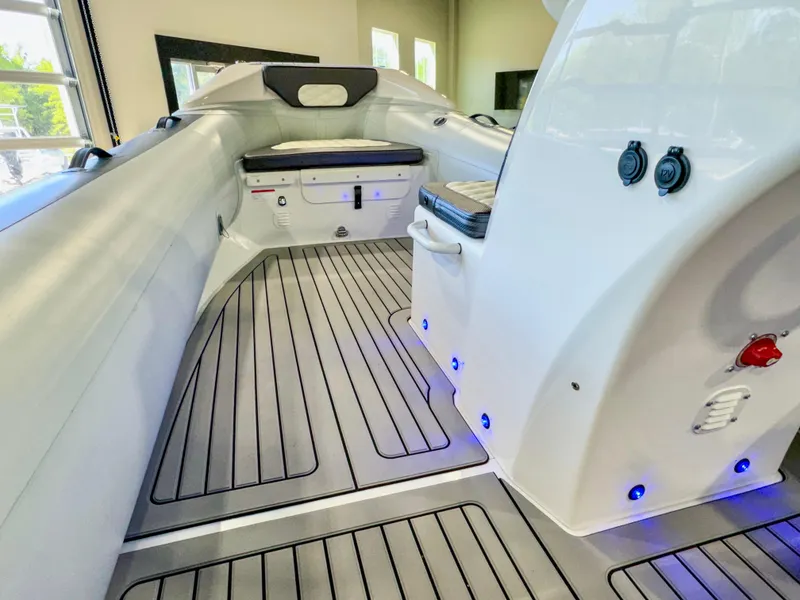 Slide: The Image of 2025 Highfield Sport 460 boat interior with sleek seating and modern design. - 8