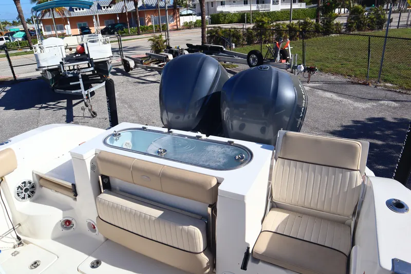 Slide: The Image of 2017 Sea Fox 288 Commander boat with dual engines and comfortable seating. - 11