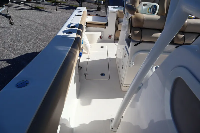 Slide: The Image of 2017 Sea Fox 288 Commander boat interior with seating and deck view. - 15