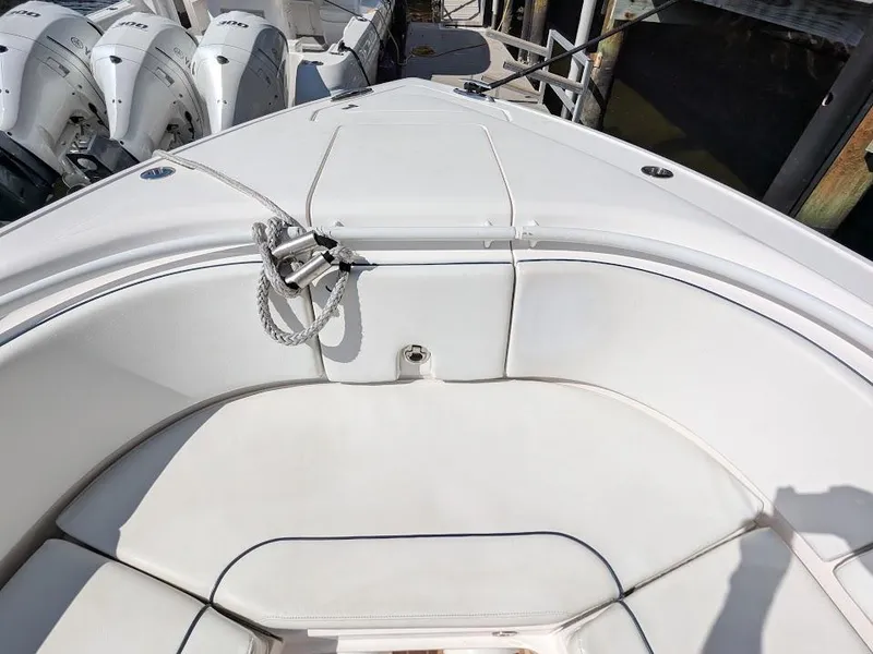 Slide: The Image of Intrepid 327 Center Console 2019, upgraded motors, white seating, 2017 model, boat interior view. - 38
